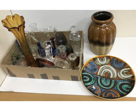 A collection of mainly 20th Century glassware including moulded glass paperweight or ornament decorated with feeding elephant