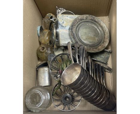 An early 19th Century plated wax jack of openwork spherical form on a circular foot, a silver Vesta case, silver matchbox hol