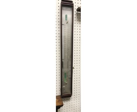 An Adie type sympiesometer by P. Collins of Merton with silvered dial and mercury thermometer 65 cm high