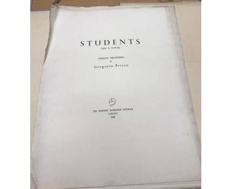 AFTER GREGORIO PRIETO "Students Oxford - Cambridge", folio of 20 prints, printed by Robert Stockwell, Baden Place, London SE1