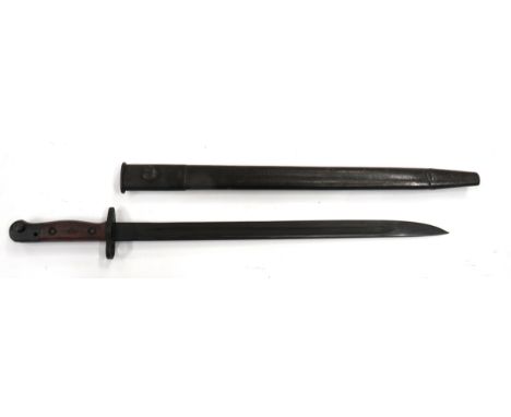 WW2 Australian 1907 SMLE Bayonet 17 inch, single edged, blackened blade with fuller. &nbsp;Forte marked "MA" over 1907 dated 