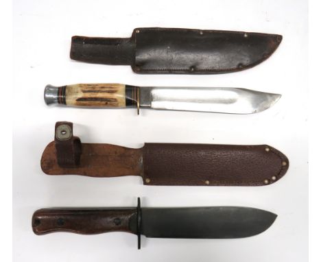 Two Various Combat/Survival Knives consisting RAF Rodgers military survival knife. &nbsp;7 inch, single edged heavy blade mar