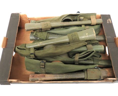 Ten American WW2 Pickaxes With Covers green painted, double ended pickaxes. &nbsp;Separate, short wooden handles. &nbsp;Compl