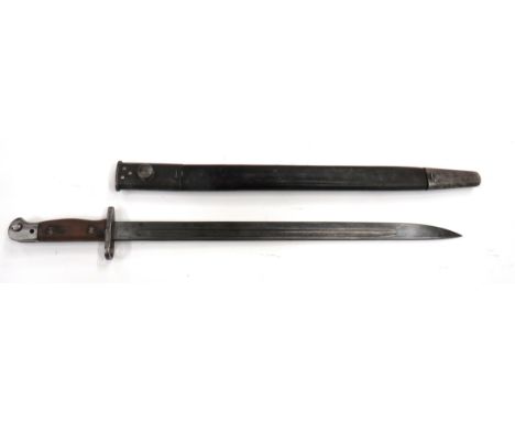British WW1 1907 SMLE Bayonet 17 inch, single edged blade with fuller. &nbsp;Forte with maker "Wilkinson Pall Mall" dated "2/