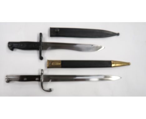 Two Mauser Contract Bayonets consisting South American Contract M1909 bayonet. &nbsp;11 3/4 inch, single edged bayonet with f