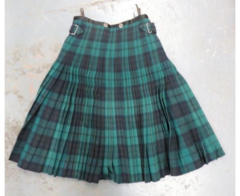 WW2 Period Scottish Tartan Kilt Keith pattern tartan. &nbsp;Black silk waistband. &nbsp;Matching tartan securing straps with 