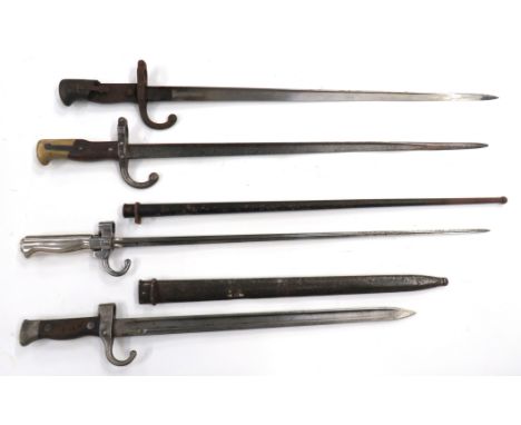 Four French Bayonets consisting 2 x M1874 Gras. &nbsp;20 1/2 inch, T section blades. &nbsp;Rear edge dated 1876 and 1879. &nb