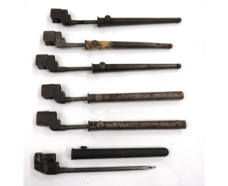 Six No 4 Spike Bayonets consisting 1 x No 4 MK 3 welded socket example in plastic scabbard ... 2 x No 4 MKII* bayonets in ste