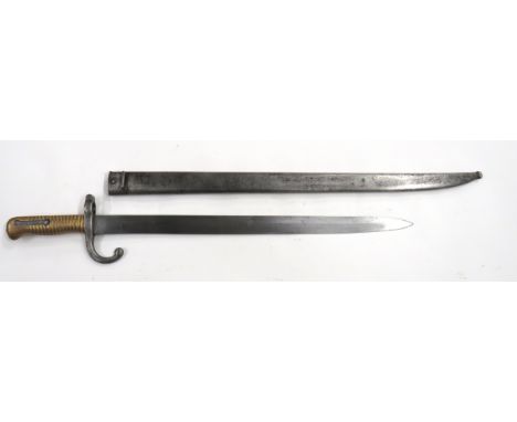 Scarce European Model Chassepot Style Bayonet 19 1/4 inch, single edged, sharpened rear edge point, plain blade. &nbsp;Steel 