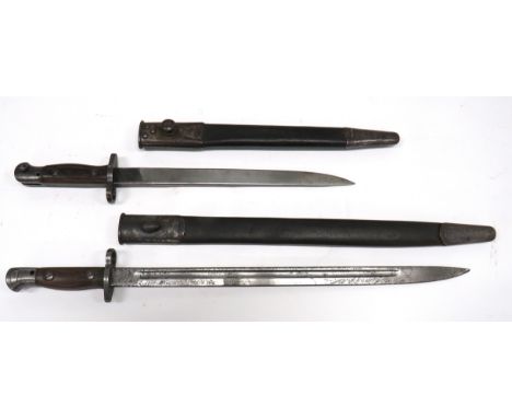 British 1907 SMLE Bayonet And Indian MKII SMLE Bayonet British example. &nbsp;17 inch, single edged blade with fuller. &nbsp;