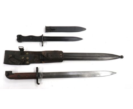 Two European Bayonets consisting Swedish M1914 example. &nbsp;13 inch, double edged blade. &nbsp;Forte with naval anchor and 