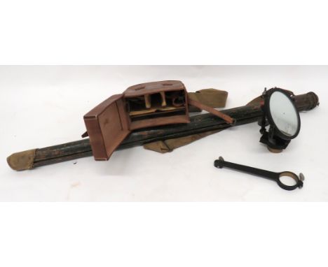 Heliograph Signal Mirror And Tripod steel and brass mounted, rectangular mirror. &nbsp;Complete in its leather fitted case. &