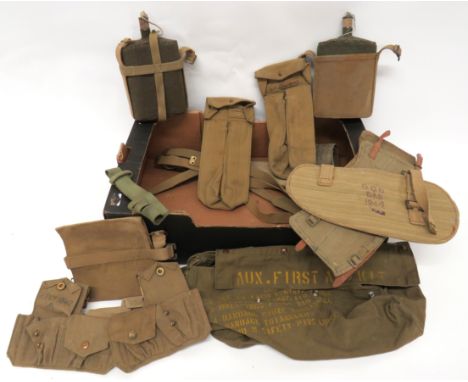 Selection Of British 1937 Pattern Equipment 1937 pattern webbing equipment including pair of large ammunition pouches ... Pai