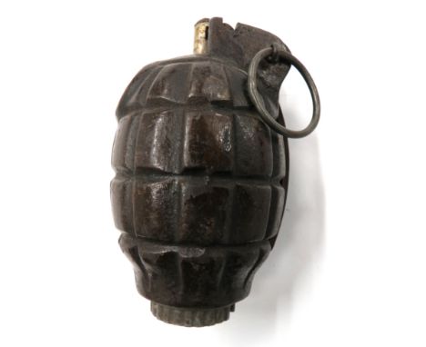 WW2 Inert No 36 Mills Grenade Dated ""40"" steel fragmentation body marked ""P.C."". &nbsp;Alloy filling plug. &nbsp;Steel le