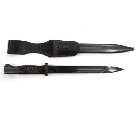 WW2 German K98 Bayonet And Frog 10 inch, blackened, single edged blade with fuller. &nbsp;The forte with maker "Durkopp". &nb