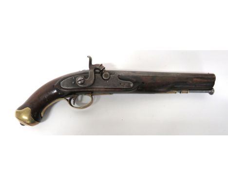Mid 19th Century Drum And Nipple Converted Cavalry Pistol  12 bore, 9 inch, smoothbore barrel. &nbsp;The breech with proof st