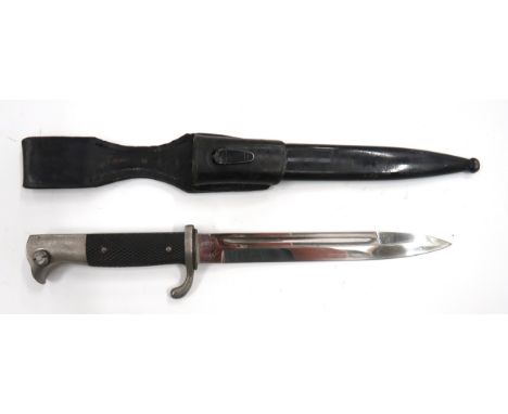 German Dress Police/Fire Bayonet 7 3/4 inch, plated, single edged, sharpened point blade. &nbsp;Narrow fuller. &nbsp;Forte ma