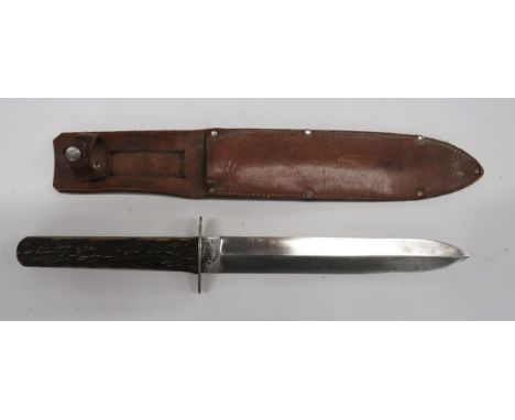 Late 19th Century Spear Point Bowie Knife  8 inch, double edged blade. &nbsp;The forte marked "Lefpington Ltd Cutlass Sheffie
