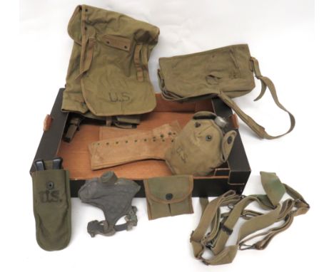 Selection Of American WW2 Period Equipment consisting pair of wirecutters complete in webbing bag ... Pair of tan canvas legg