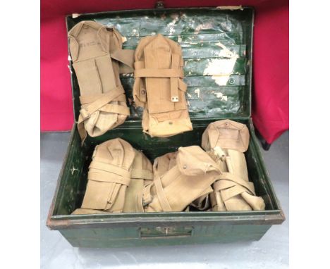 10 Pairs Of 1937 Pattern Auxiliary Ammunition Pouches khaki, unblancoed webbing, rectangular pouches. &nbsp;The rear with lon