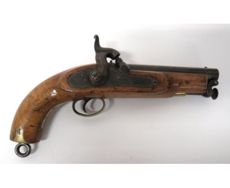1856 Pattern Royal Navy Sea Service Pistol 28 bore, 6 inch, smoothbore barrel. &nbsp;Front stud sight and rear V sight. &nbsp