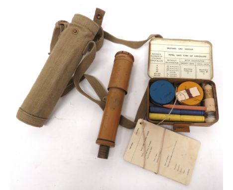 Scarce WW2 Gas Detector MKII Set consisting tan painted hand pump complete in scarce, khaki webbing transit bag. &nbsp;Togeth