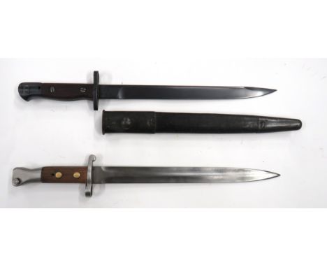 British P1888 Enfield Bayonet And Indian SMLE Bayonet P1888 example. &nbsp;12 inch, double edged blade. &nbsp;Forte with make