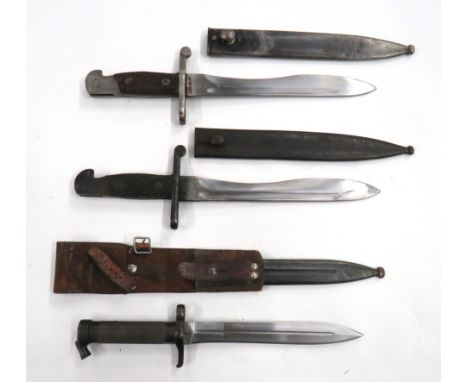 Three European Bayonets consisting Swedish M1896 bayonet. &nbsp;8 inch, double edged blade with central fuller. &nbsp;All ste