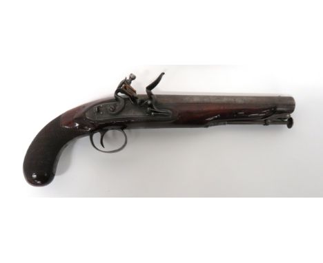 Fine Early 19th Century Officer's Flintlock Pistol By Wilson London .650, 8 inch, smoothbore barrel. &nbsp;Front, small blade