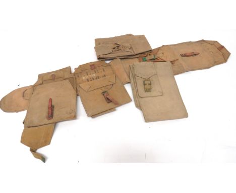 5 x WW2 Canvas Rifle Transit Bags heavy canvas bags to hold No 4 or SMLE rifles. &nbsp;The fronts with small pouch. &nbsp;Top