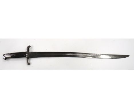 British M1856/58 Sword Bayonet 22 3/4 inch, single edged, yataghan blade with wide fuller. &nbsp;Steel muzzle ring, crossguar