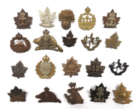 20 x Canadian Cap Badges including bi-metal KC 1st Ontario Canada ... Bi-metal KC 2nd Eastern Ontario ... Brass KC 10th Canad
