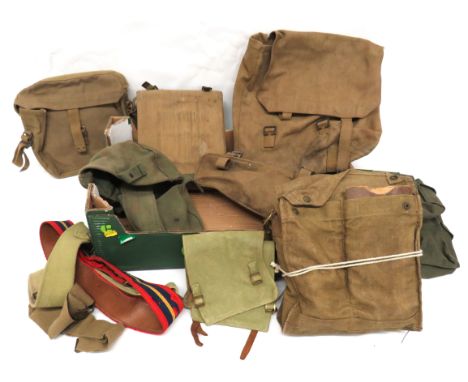 Various 1937 Pattern Webbing Equipment including entrenching tool in carrier ... South African Lewis/Thompson drum magazine p