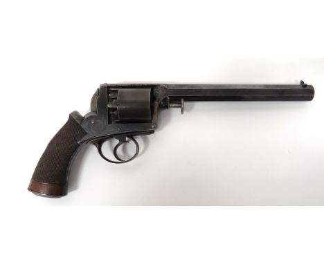 Rare Mid 19th Century Adams Patent Double Action Percussion Revolver .38 bore, 7 3/4 inch, blued octagonal barrel with front 