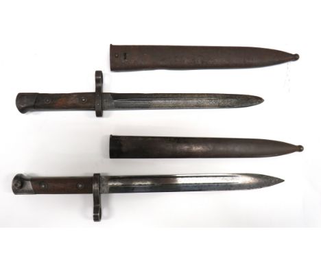 Two Austrian M1895 Bayonets consisting 9 3/4 inch, single edged blades with fullers. &nbsp;Forte with maker's stamps. &nbsp;S