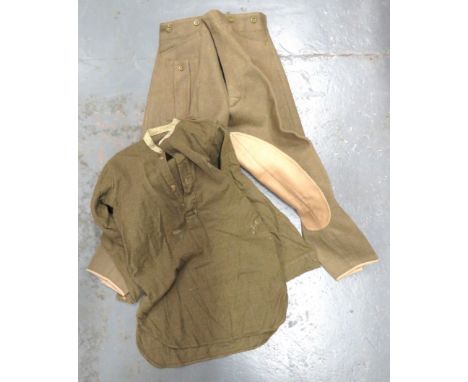WW2 Motorcyclist Pantaloons And Woollen Shirt heavy, khaki, woollen, wide leg breeches. &nbsp;Inner calf reinforcement panels