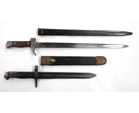 Two European Bayonets consisting Italian M1870 Vetterli, shortened bayonets. &nbsp;9 1/2 inch blade. &nbsp;Fuller running thr