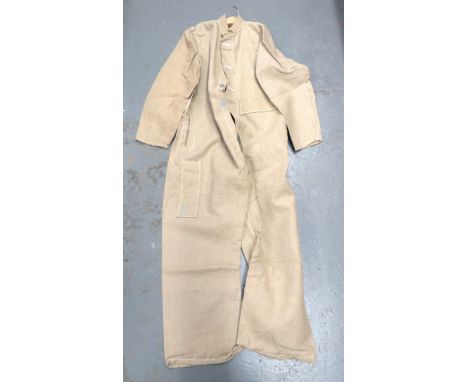 WW2 Period Khaki Working Overalls khaki cream, coarse weave canvas, full overalls. &nbsp;Short stand collar. &nbsp;Full butto