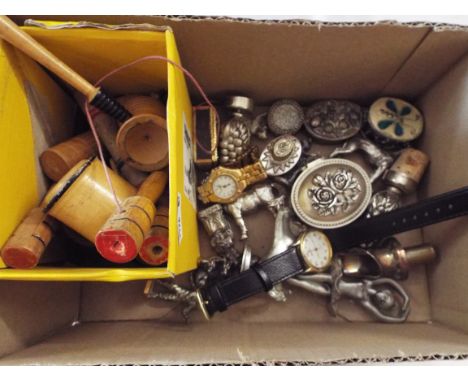 A mixed selection of assorted items to include watches, trinket boxes, treen items etc 