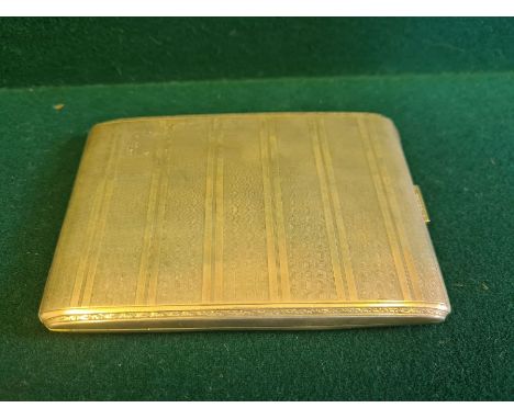 High quality engine turned cigarette case with gilt interior for Selfridges, London, 128g.