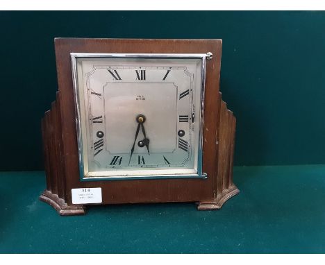 1930's mahogany cased art deco style Garrard chiming mantle clock.