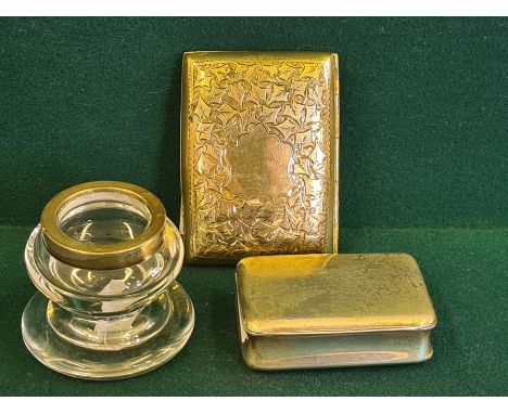 Georgian silver snuff box with gilt interior by John Shaw, Birmingham 1820 with worn inscription, 70g together with a silver 