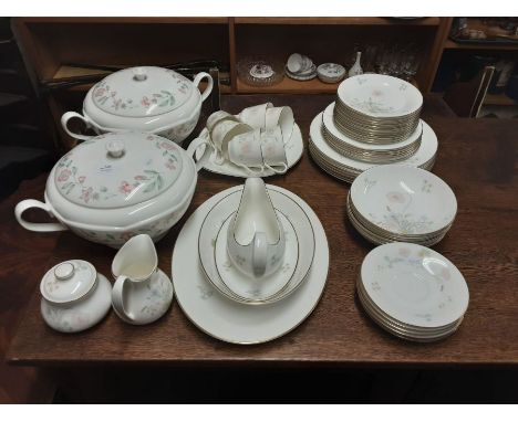 Royal Doulton Flirtation pattern tea and dinner service 6 place setting, comprising 49 pieces together with a pair of similar