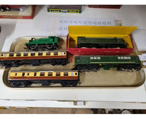 Hornby Dublo 2230 Class 20 diesel BOBO engine, Hornby Dublo 3 rail 3233 BR Class 29, Co-Bo diesel D5713, 2 x Hornby Dublo Bri