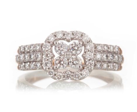 GEMPORIA DIAMOND DRESS RING set with round brilliant cut diamonds totalling approximately 0.75 carats, in nine carat rose gol