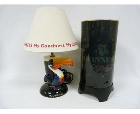 Vintage&nbsp;Guinness lamp with revolving colour inner sleeve together with a reproduction&nbsp;Guinness 'Toucan&nbsp;&amp; P