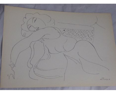 Henri Matisse (French, 1869â€“1954), reclining lady, D8, lithograph, signed in plate, unframed, H.24.5cm W.32cm,