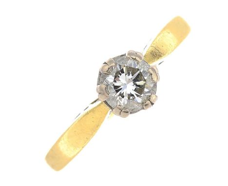 18ct yellow gold single diamond ring, approx 0.45ct, J-K colour, SI clarity, 3,3g