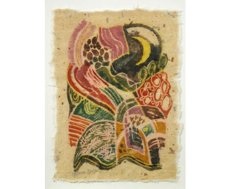 Ophelia Redpath (British, b. 1965) Harvest Moon; and Woodwo (from Ted Hughes), wax crayon and gouache on Japanese hand made p