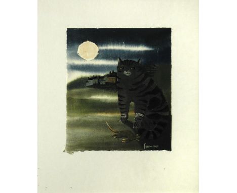 § Mary Fedden, OBE, RA (British, 1915-2012) Hunting signed lower right "Fedden 1993" watercolour and collage on hand-made pap